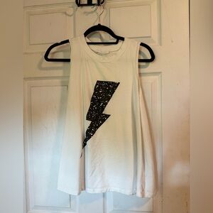 Ces Femme White Muscle Tee with Black Lightning Bolt